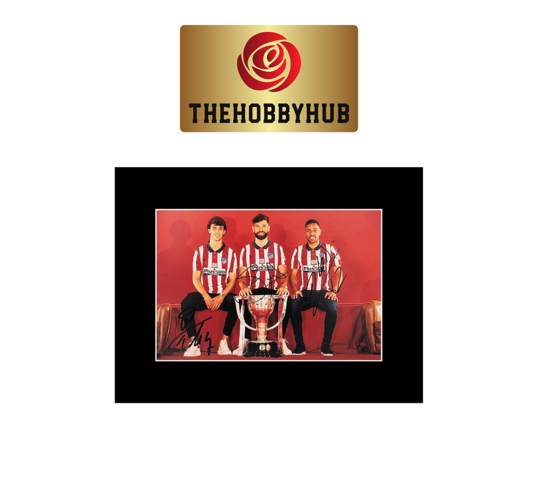 Signed Joao Felix/Renan Lodi/Felipe Monteiro Photo Display - Atletico madrid -16x12