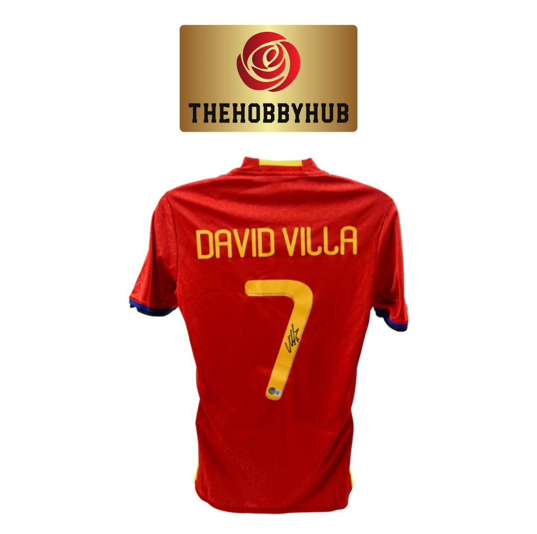 David Villa Beckett Authenticed Spain Signed Jersey