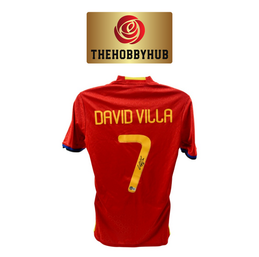 David Villa Beckett Authenticed Spain Signed Jersey