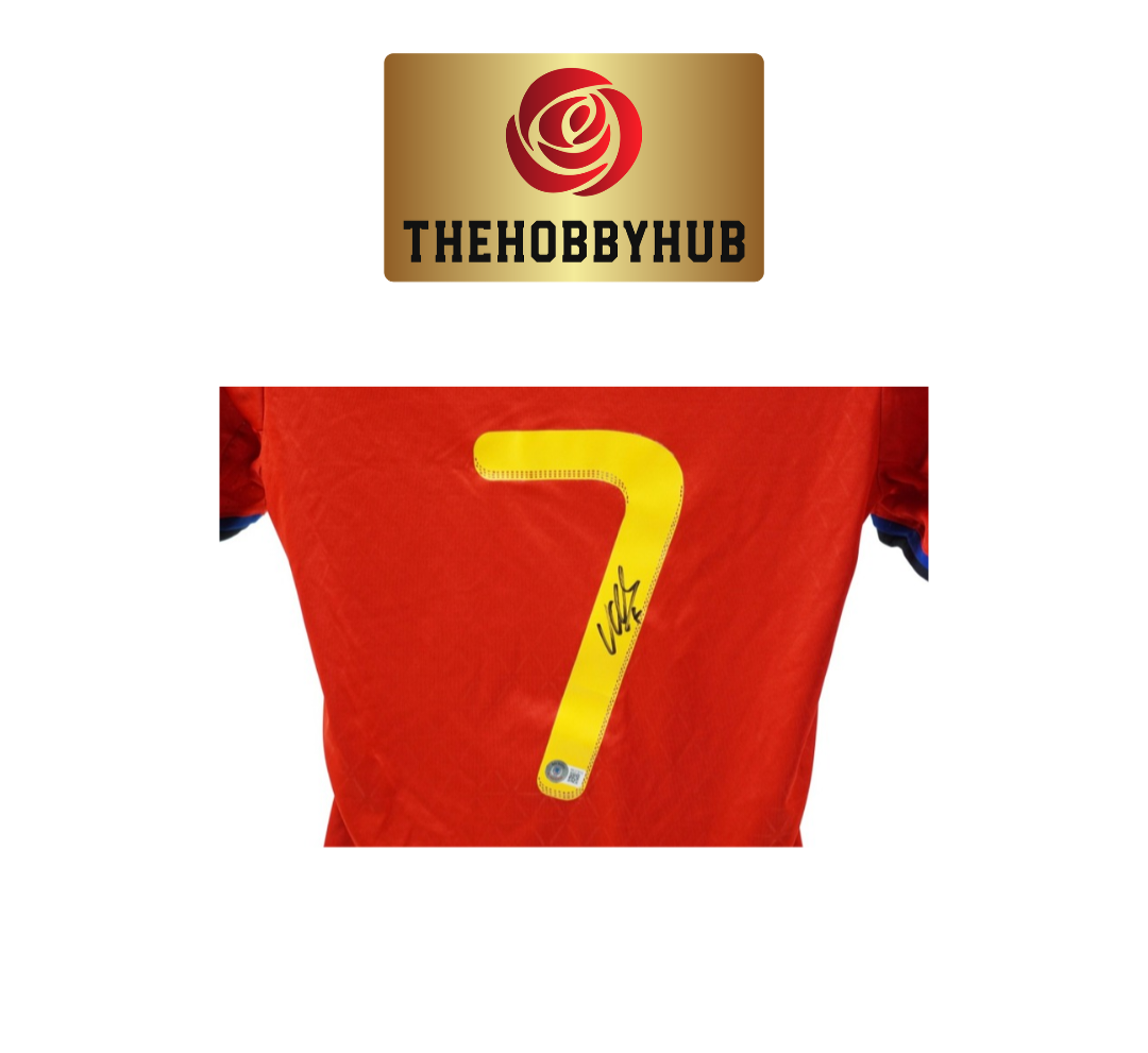 David Villa Beckett Authenticed Spain Signed Jersey