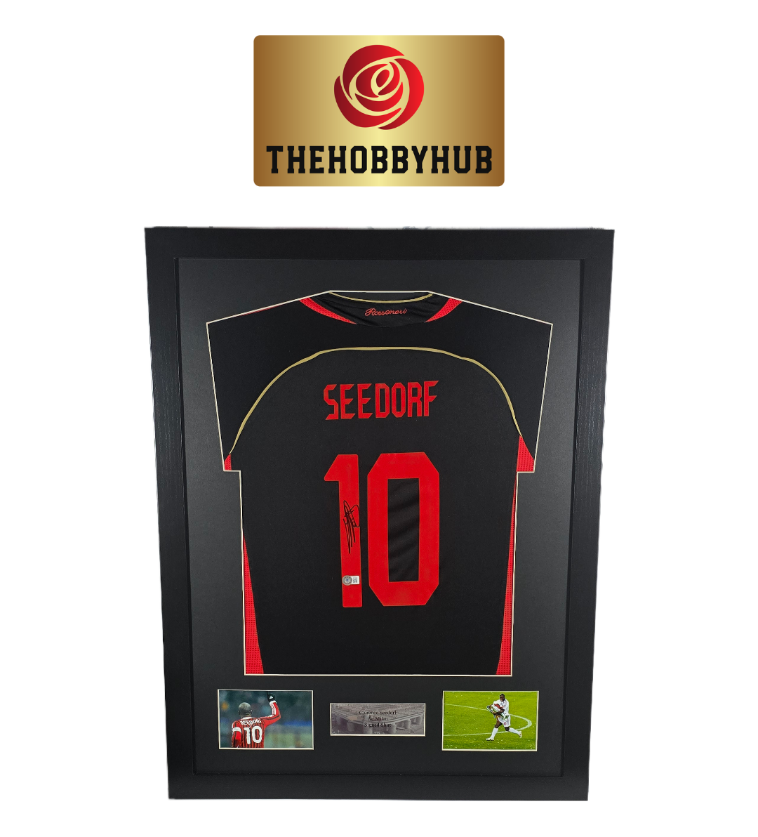 Clarence Seedorf Beckett Authentic Ac Milan Signed Framed Shirt